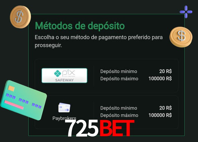 O cassino 725BETbet oferece uma grande variedade de métodos de pagamento